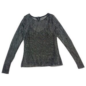 Rachel Zoe Women's XS Sparkle Stripe Long Sleeve Lightweight Stretch Blouse.